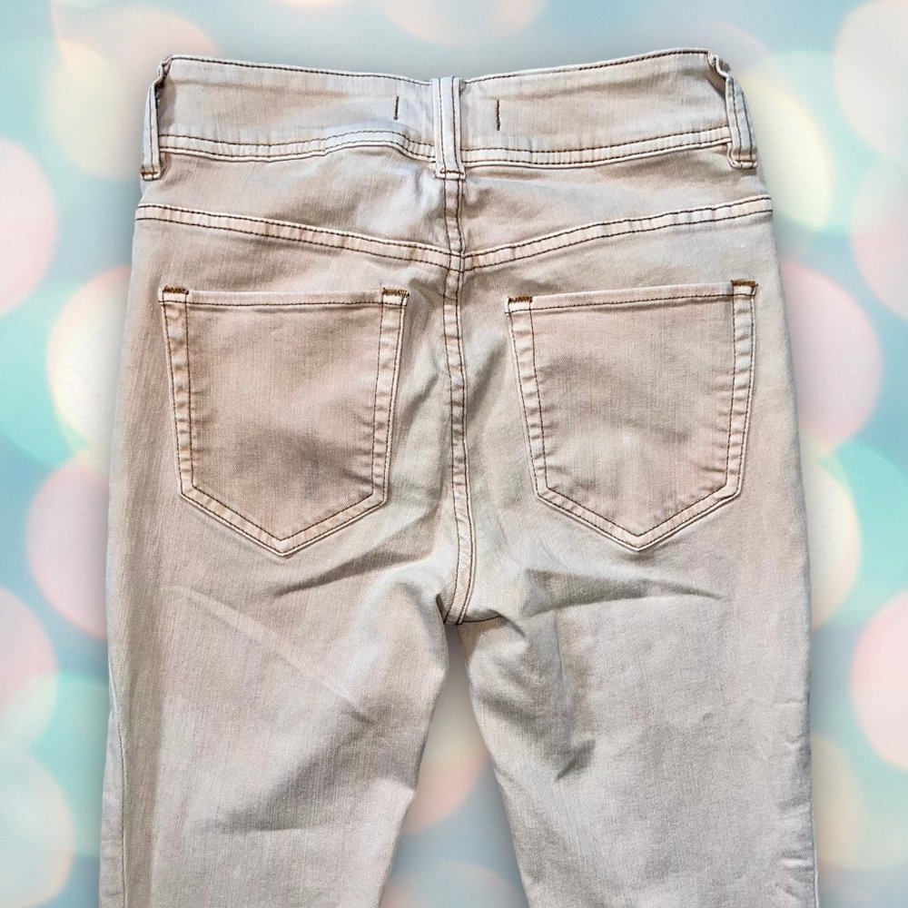 Free People “We The Free” Women’s Raw Hem Beige Cream Skinny Denim Jeans 27 - Picture 4 of 6